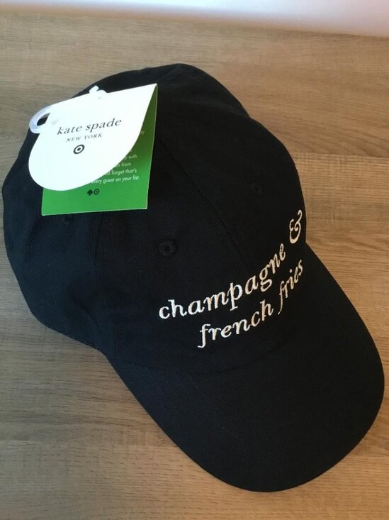 Kate Spade Black Champagne & French Fries Baseball Cap NWT - Picture 3 of 6
